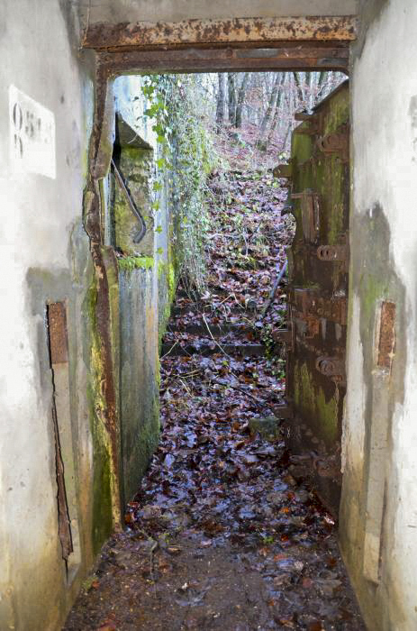 Ligne Maginot - OLTINGUE NORD 1 - (Blockhaus pour arme infanterie) - Vue intérieure de l'entrée, avec l'escalier.