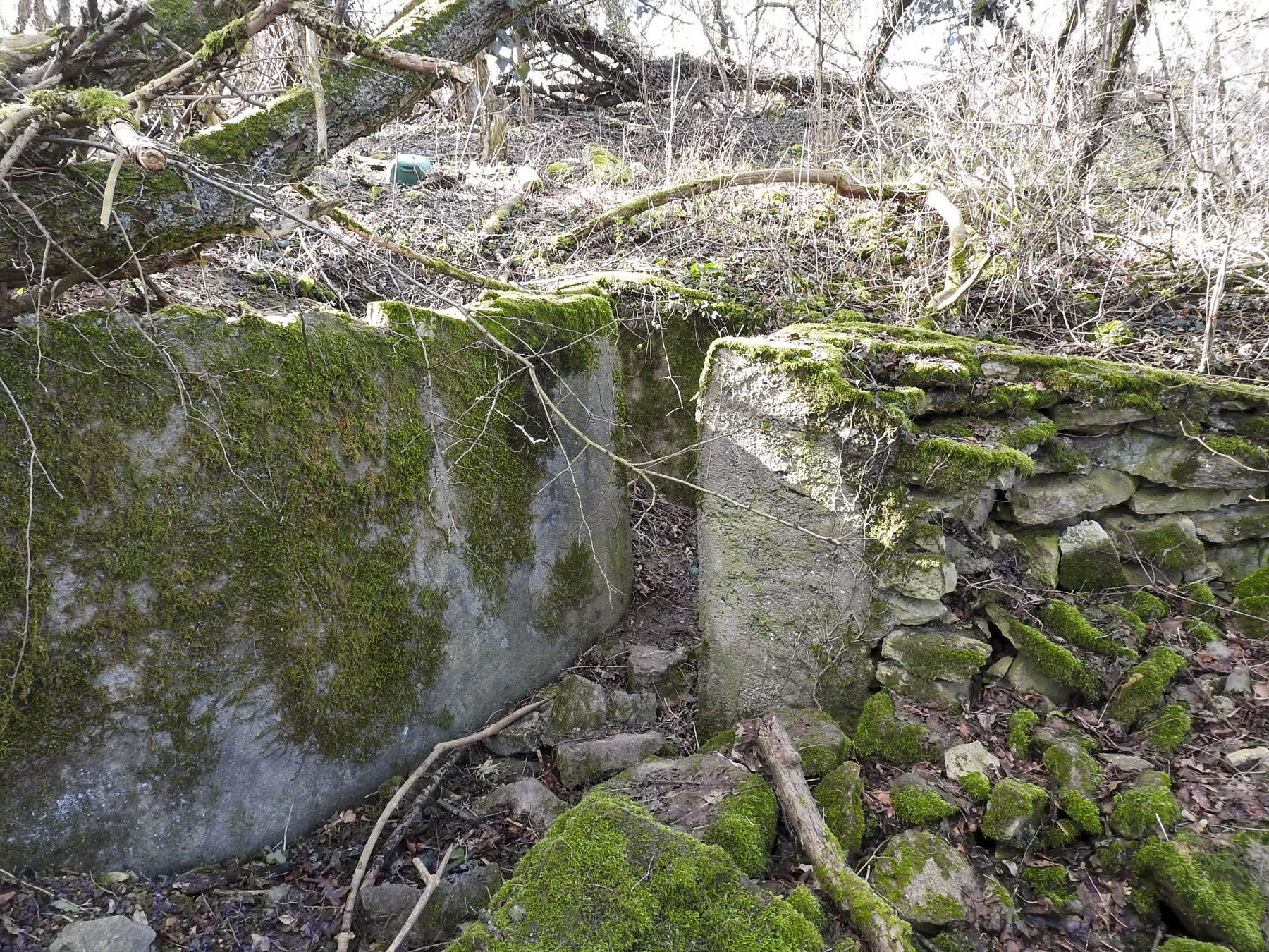 Ligne Maginot - VERTH - (Blockhaus pour canon) - Une tranchée d'accès au blockhaus bétonnée.