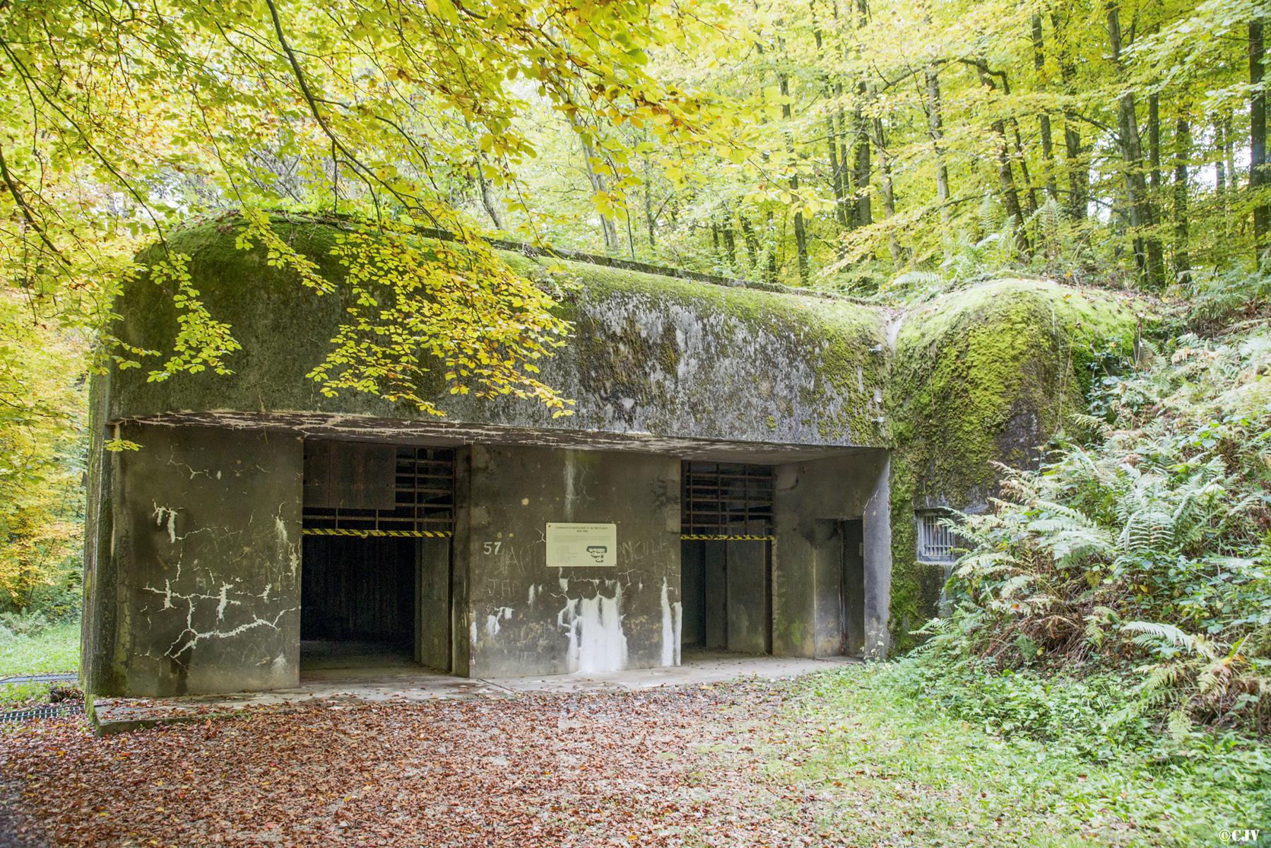 Ligne Maginot - 110 - BETTLACH - (Casemate d'artillerie) - Les deux entrées pour les pièces, normalement obturées par des poutrelles acier empilées et l'entrée pour le personnel sur la droite