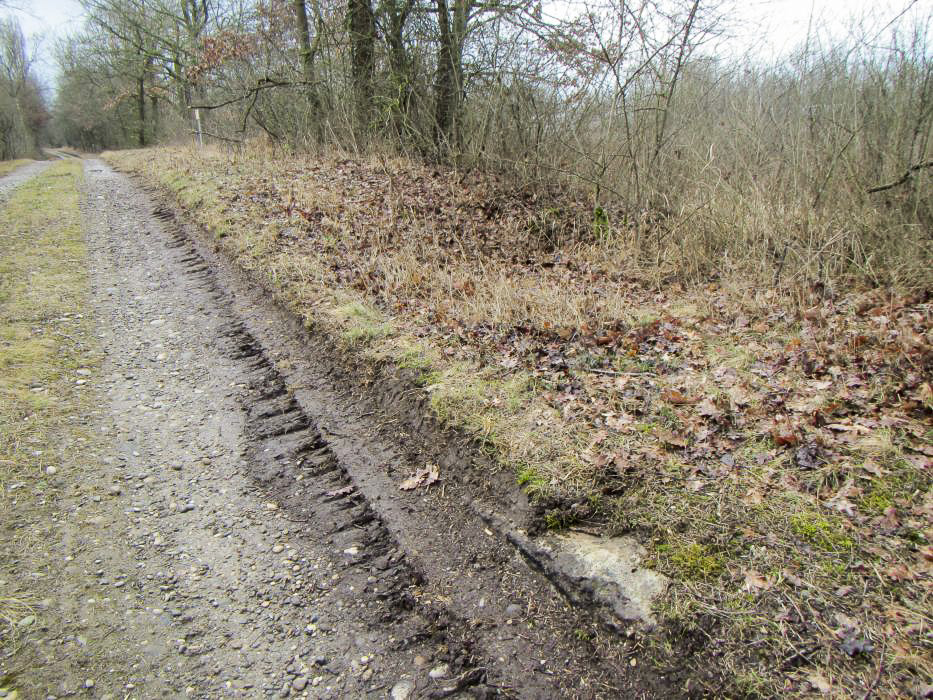 Ligne Maginot - OTTMARSHEIM - Berge 1 - (Abri) - Abri nord au premier plan. Le panneau, point de repère à l'arrière-plan au pied duquel se trouve l'abri central.