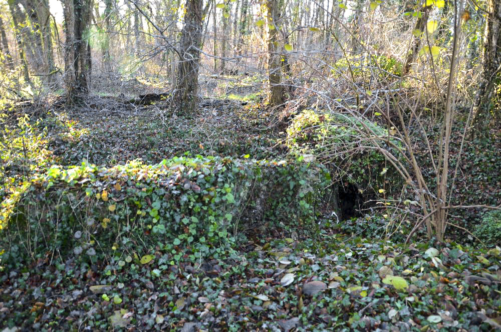 Ligne Maginot - PA PETIT-LANDAU 1 - (Blockhaus pour arme infanterie) - Vue sur le couloir qui mène à la coupole. Au premier plan la partie effondrée puis le couloir détruit mais debout.