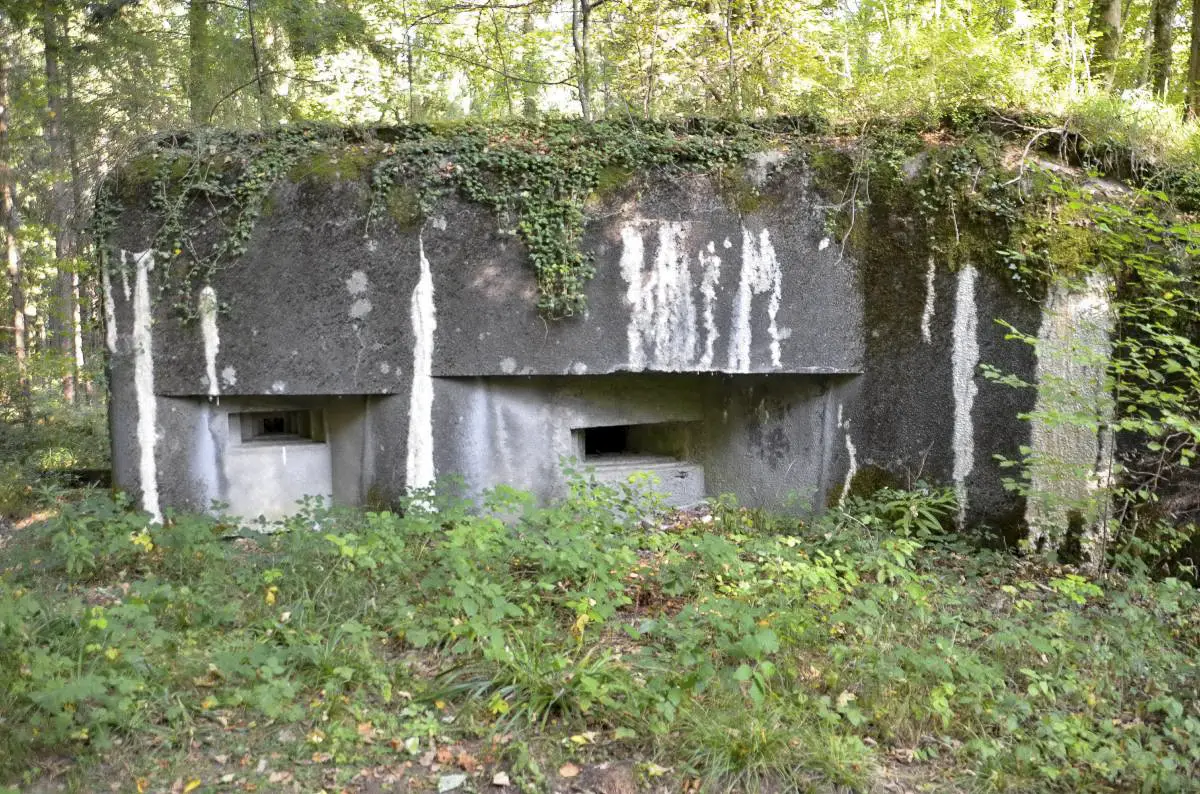 Ligne Maginot - 117 - BROCHRITTY SUD - (Casemate d'infanterie - Double) - Façade Sud
Deux créneaux; mitrailleuse à droite et FM à gauche