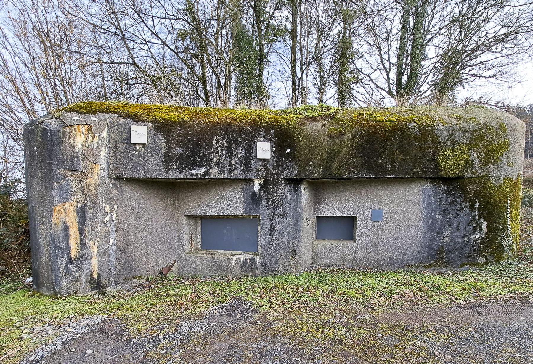 Ligne Maginot - A42 - ROUTE DE SIGNY - (Casemate d'infanterie - Simple) - Les anciens créneaux de tir masqués par des panneaux.
2023