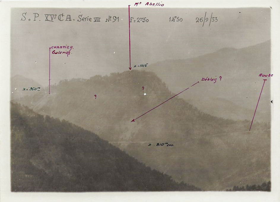 Ligne Maginot - CIME D'ANAN - (Observatoire d'infanterie) - Photo des travaux menés par les italiens prise depuis l'observatoire de la Cime d'Anan en 1933
Photo n°91