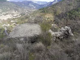 Ligne Maginot - CAMPAOST - (Observatoire d'infanterie) - Vue d'ensemble. 
Vue sur Sospel au second plan