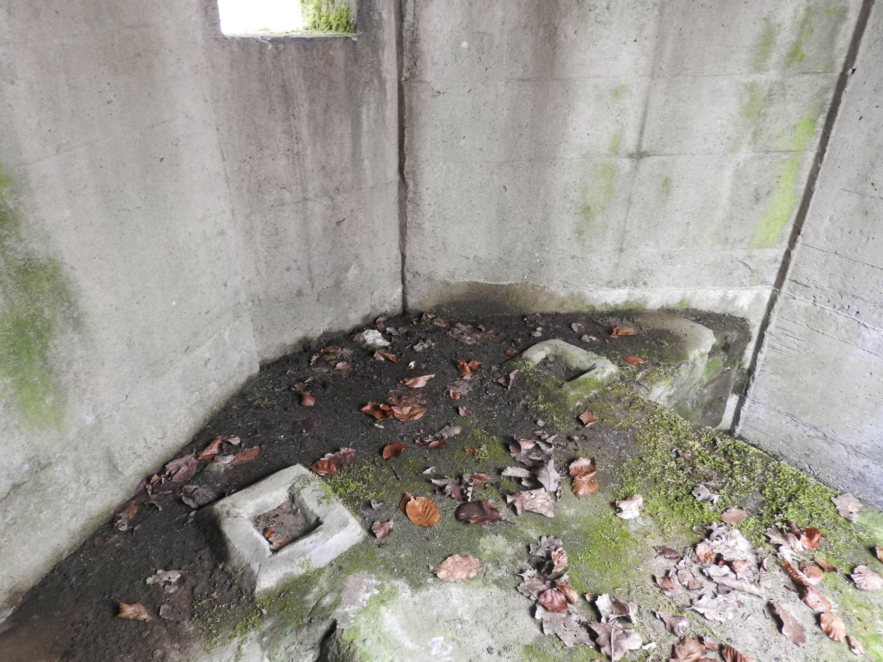 Ligne Maginot - REISWEG 2 - (Blockhaus pour arme infanterie) - Les plots pour le bloquage des pieds du trépied de la mitrailleuse.