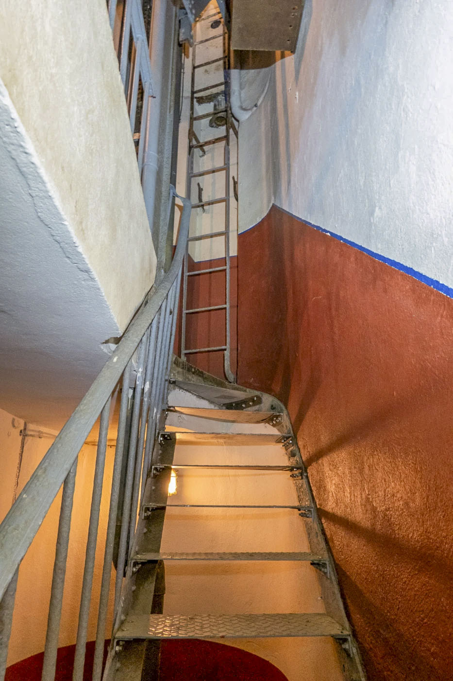 Ligne Maginot - BOIS DE KANFEN OUEST - C42 - (Casemate d'infanterie - Simple) - Escalier menant à l'étage inférieur. On voit l'échelle de la cloche GFM.