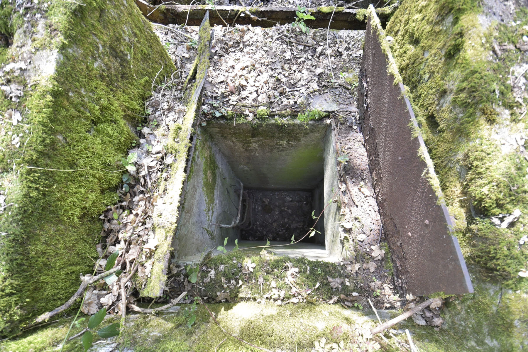 Ligne Maginot - AC7 - (Cuve pour canon) - L'entrée en puits vers un abri non construit.